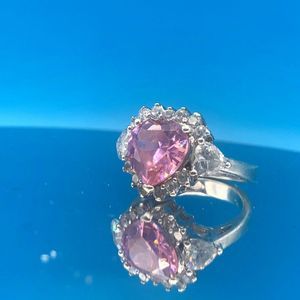 Vintage Sterling Silver Pink Ice and Cubic Zirconia Ring